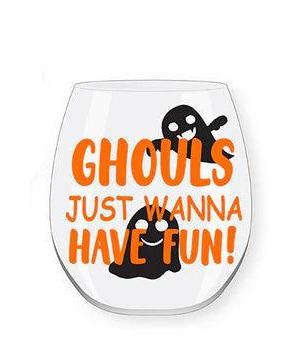 Vaso de vino sin tallo estampado de Halloween