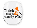 Vaso de vino sin tallo estampado de Halloween