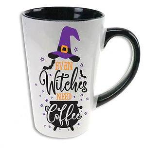 Taza alta de gres con motivos de Halloween