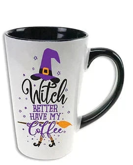 Taza alta de gres con motivos de Halloween