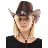 Sombrero de vaquero marrón con tachuelas