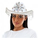 Sombrero de cowboy blanco prémium con joyas
