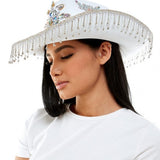 Sombrero de cowboy blanco prémium con joyas