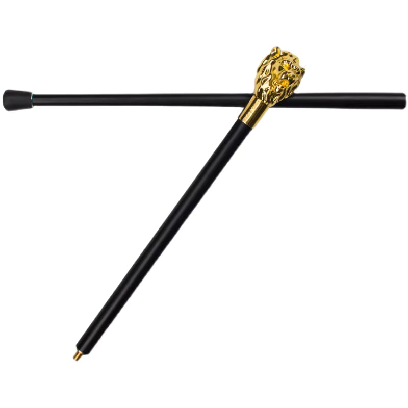 Bastón Metálico Dorado de Lujo con Flores