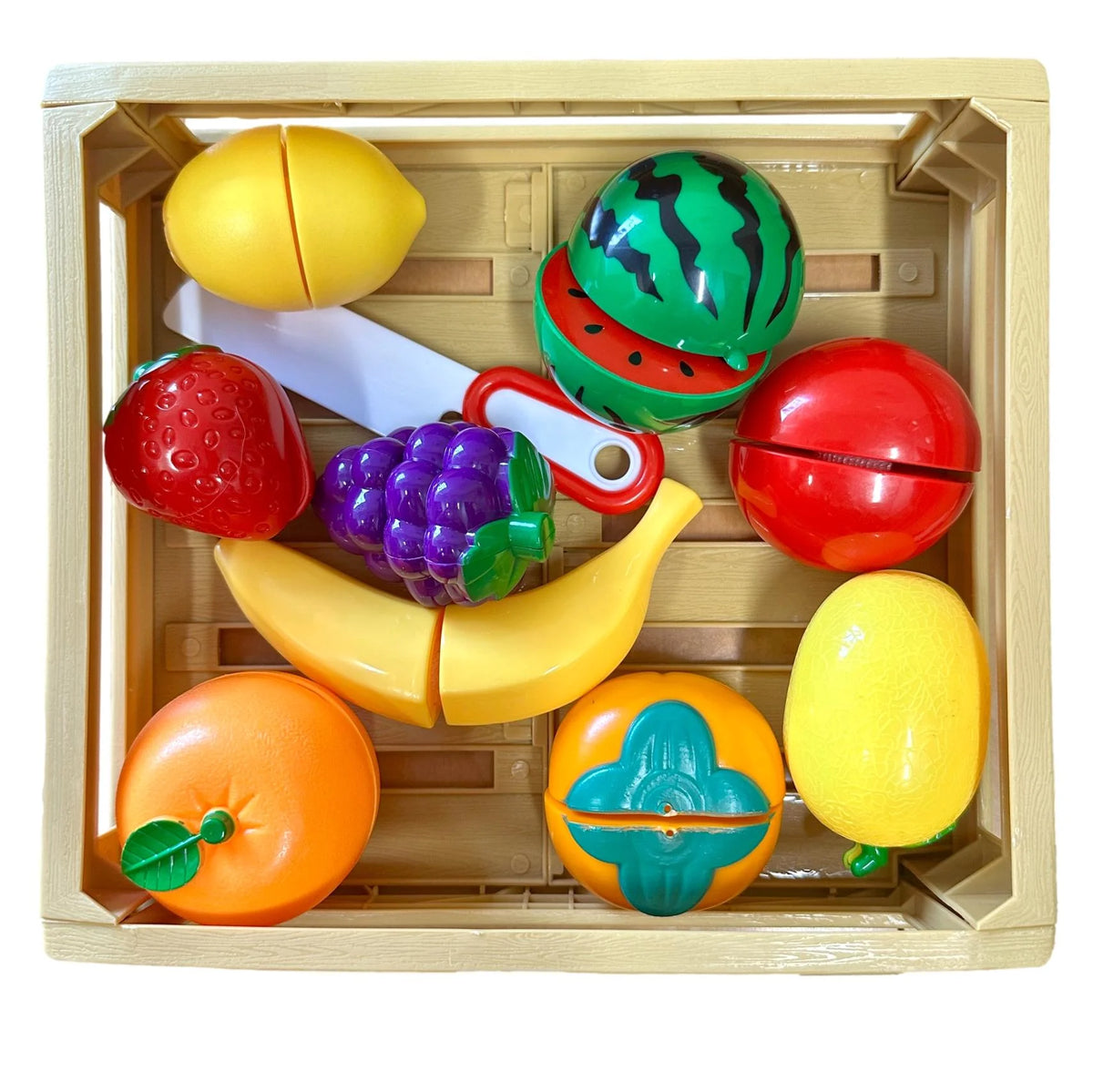 Set de juego de mercado de 11 piezas - Caja con frutas