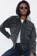 Chaqueta vaquera oversize de mujer tipo "boyfriend" negra