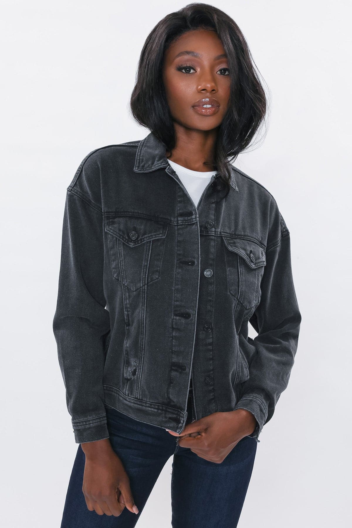 Chaqueta vaquera oversize de mujer tipo "boyfriend" negra
