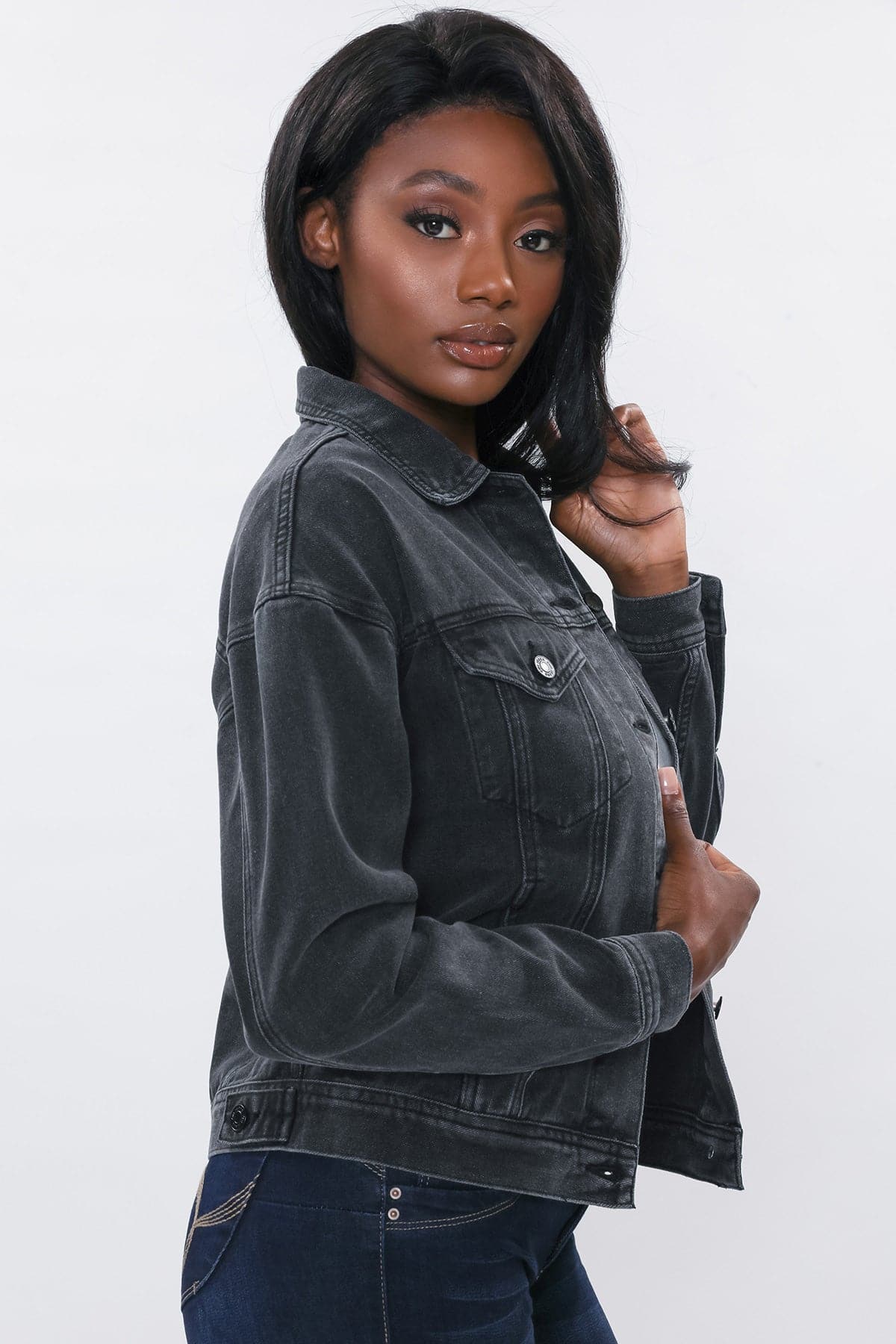 Chaqueta vaquera oversize de mujer tipo "boyfriend" negra