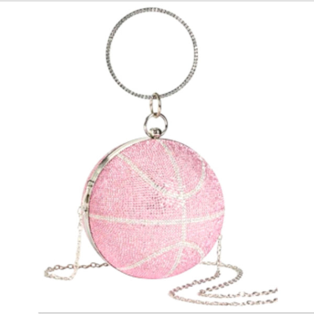 Pink Rhinestone Basketball Clutch