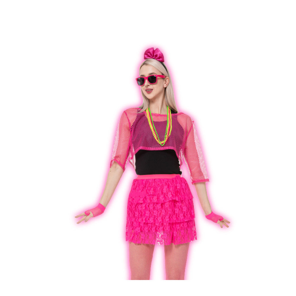 Kit de Disfraz Neón Rosa Años 80