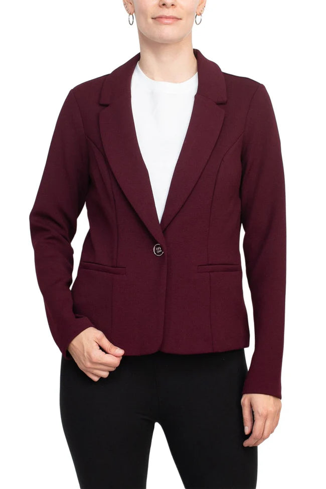 Blazer crop de manga larga color vino intenso