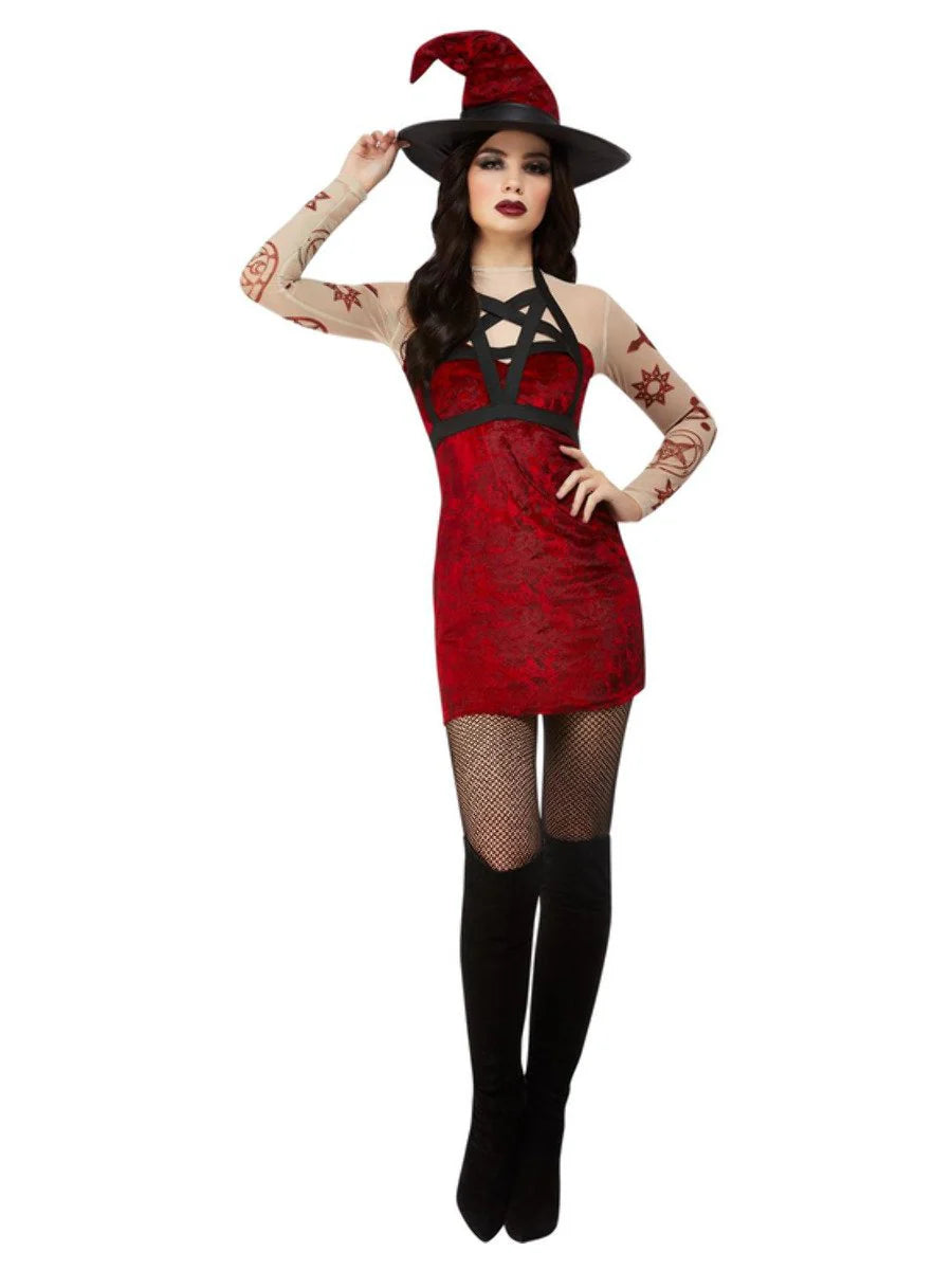 Disfraz de Bruja Satánica Fever, Rojo