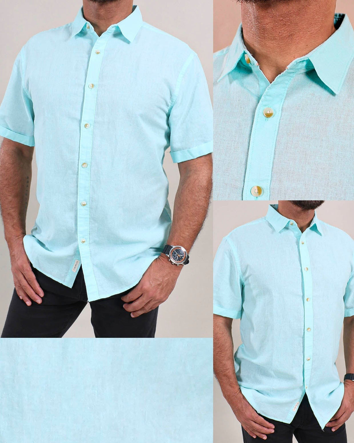 Camisa turquesa claro para caballero