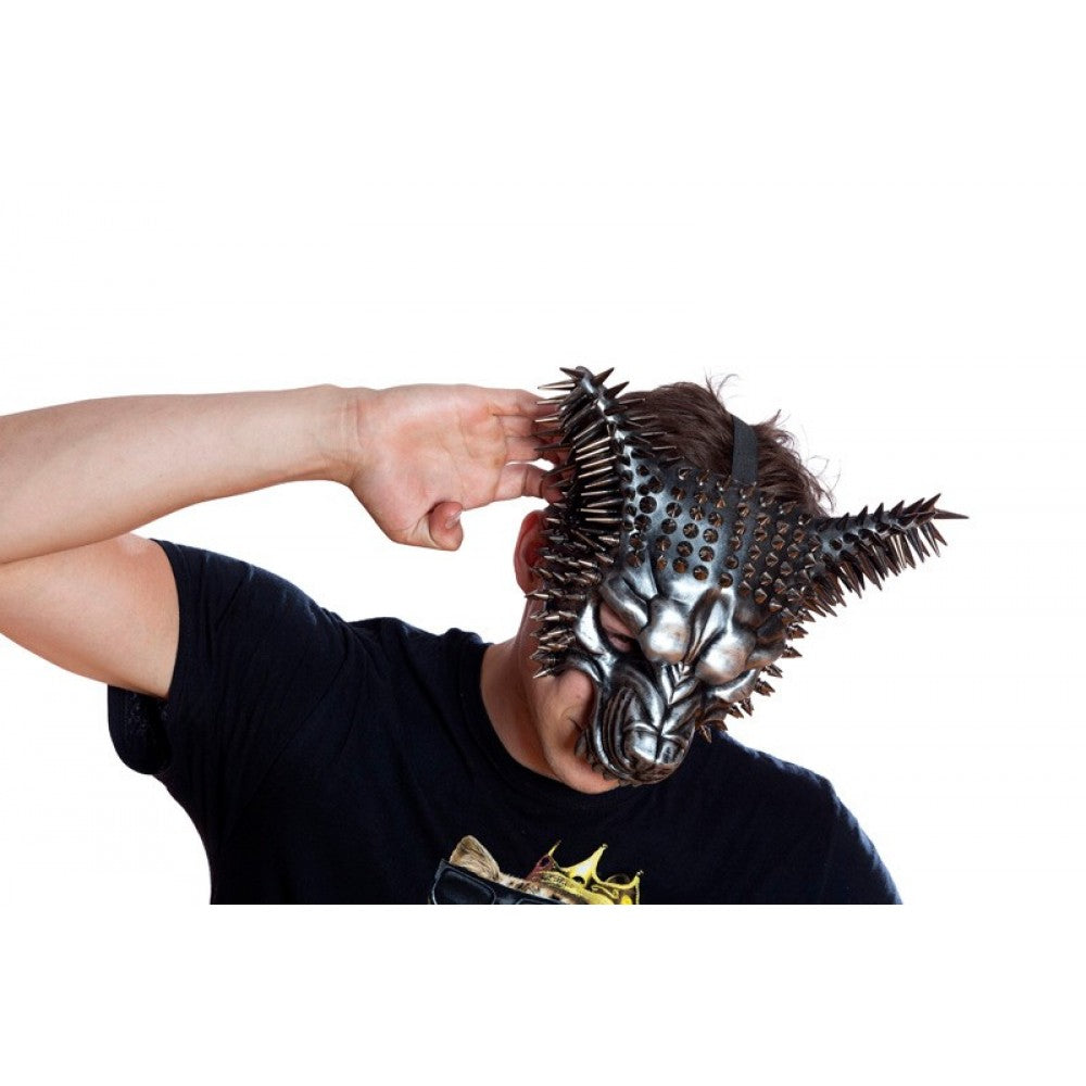 Silver Spiked Wolf Mask