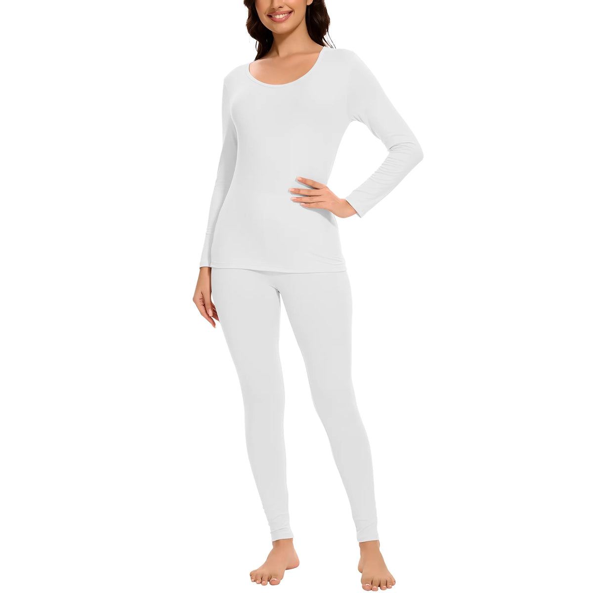 Conjunto térmico de 2 piezas para mujer, blanco