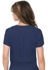 Uniforme quirúrgico con cuello en V y un bolsillo, color azul marino