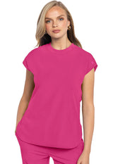 Top rosa de cuello redondo
