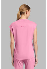 Top rosa de cuello redondo