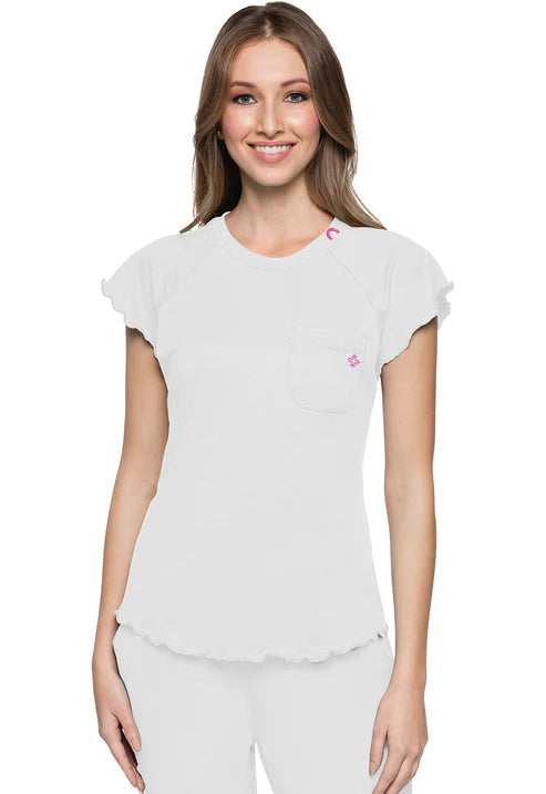 Camiseta blanca con borde de lechuga