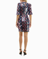 Vestido estampado con lentejuelas y corte en A - Nicole Miller
