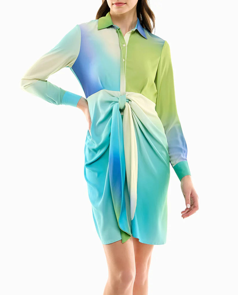 VESTIDO CAMISERO DE SEDA DE MANGA LARGA AUDREY