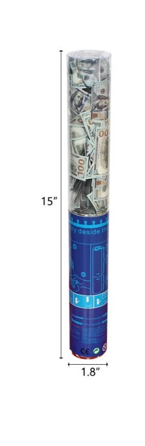 CAÑÓN DE CONFETI DE 15" DÓLARES ESTADOUNIDENSES