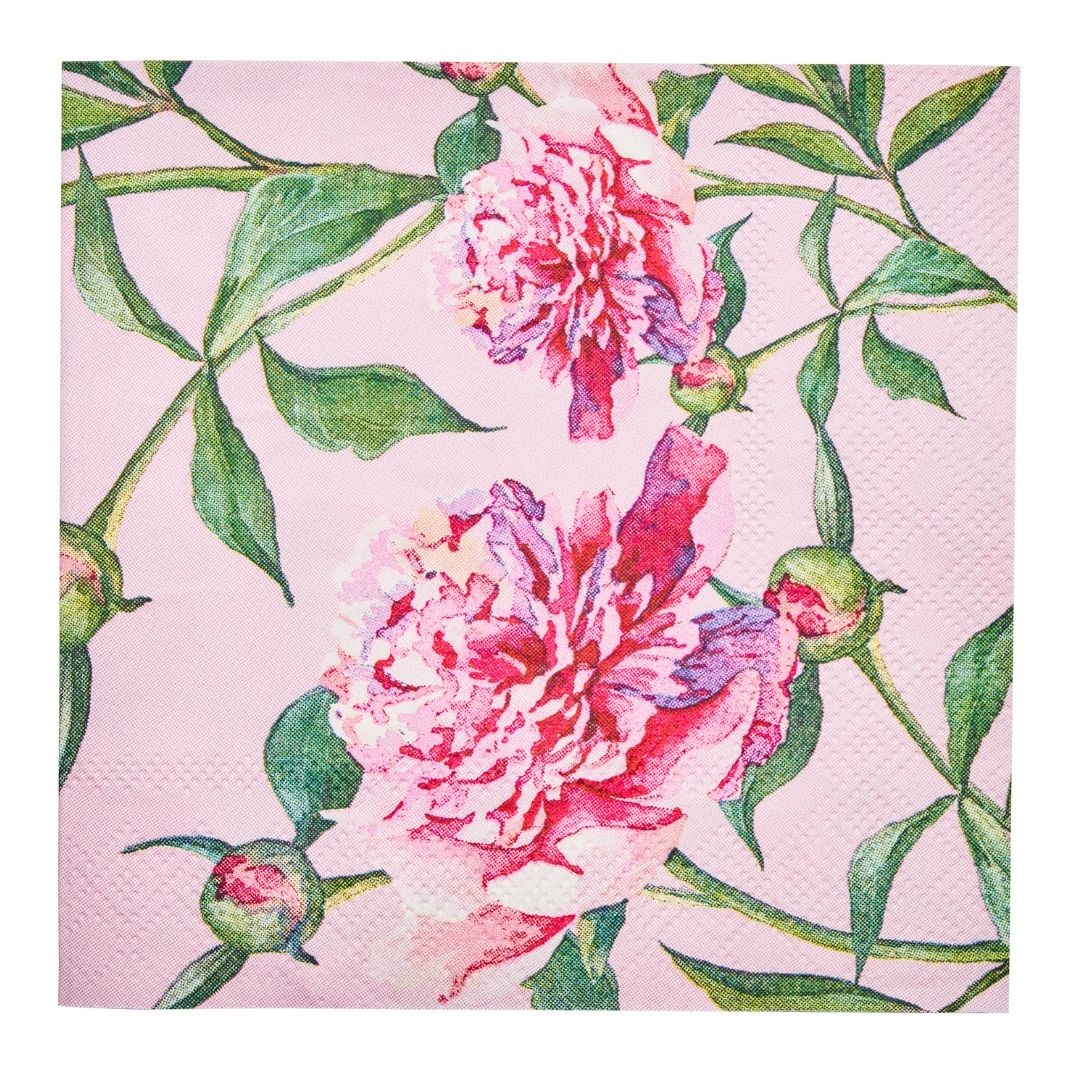 Servilleta de cóctel Peonías rosadas 3 capas