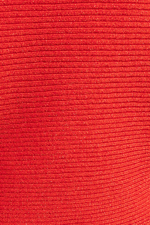 Suéter de lúrex con mangas dolmán y cuello en V, rojo - Ninety Clothing Co