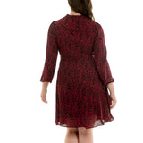 Vestido midi estampado de manga 3/4 en magenta - Nanette Lepore