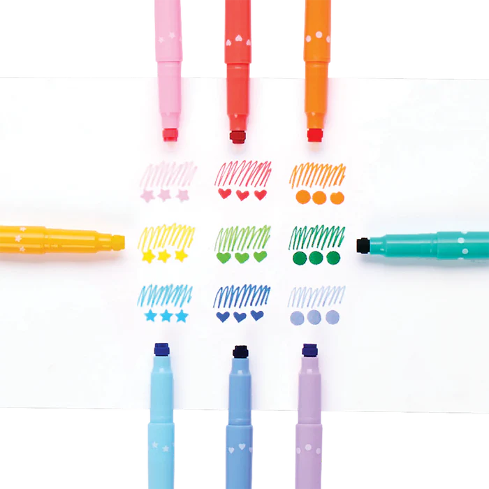Rotuladores de doble punta Confetti Stamp - Juego de 9