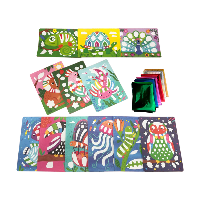 Set de arte con papel de aluminio Foil-tastic y para colorear - Animales increíbles
