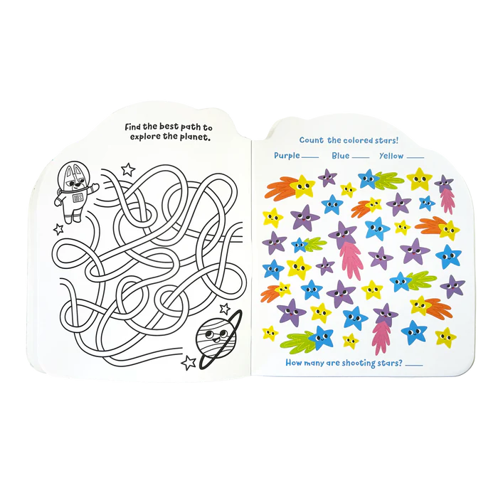 Activity Book - Games Coloring Stickers - Pets in Space
