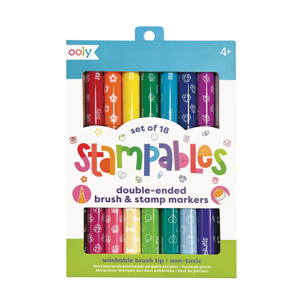 Rotuladores de doble punta con sello y pincel Stampables - Set de 18