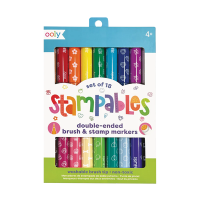 Rotuladores de doble punta con sello y pincel Stampables - Set de 18
