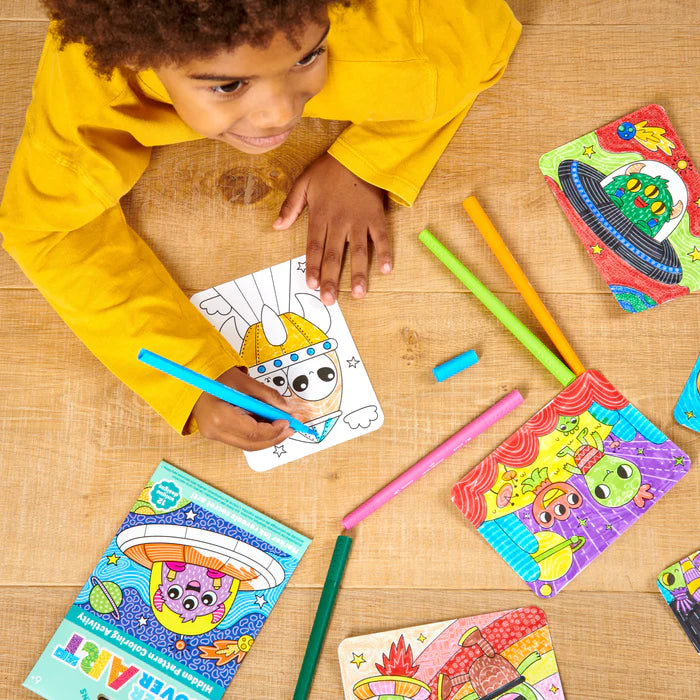 Hidden Pattern Coloring Activity Art Cards - Monster Aliens