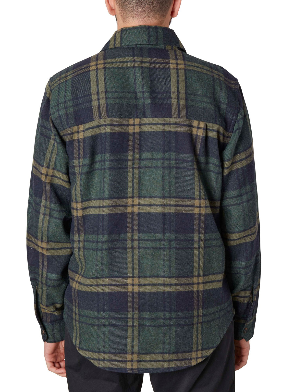 Camisa de franela a cuadros verde oscuro / azul marino