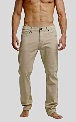 Pantalón elástico de sarga para hombre color caqui