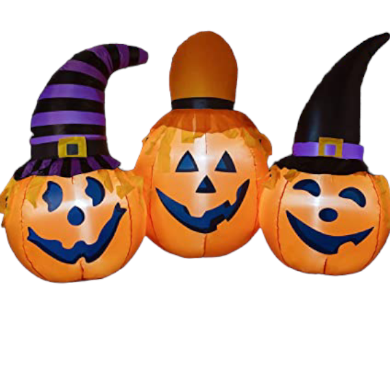 Hinchables de Halloween de 6 pies para exterior con combinación de calabaza y sombrero de mago