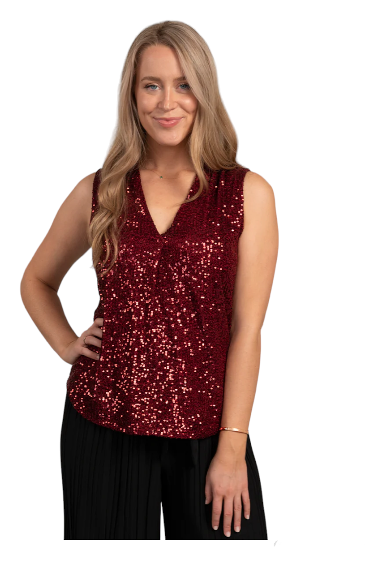 Top de lentejuelas color vino - Ninety Clothing Co