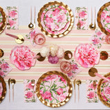 Wavy Salad Plate Pink Peonies 8"