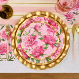 Wavy Salad Plate Pink Peonies 8"