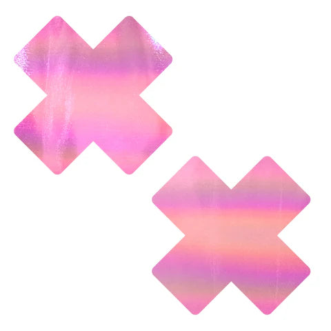 Pezoneras Corazón Amor Shimmer Holográficas Rosado Claro - Tela J Valentine