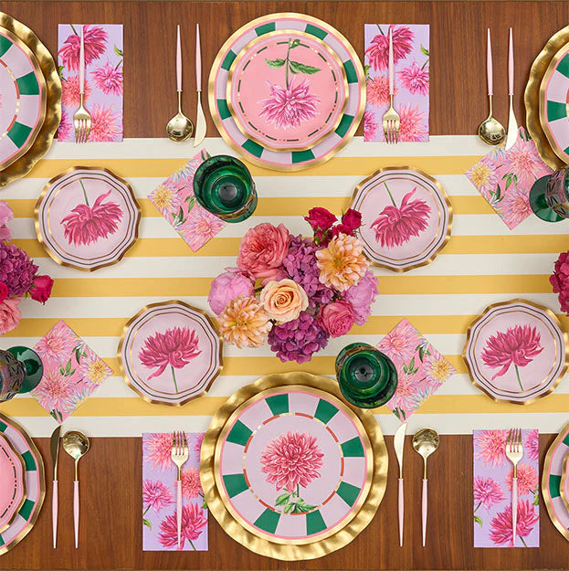 Plato de ensalada de jardín Dahlia de 8" con lámina dorada
