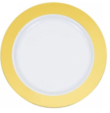Plato blanco de 6" con estampado de oro macizo - 100 unidades