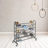 Black 5-Tier Rolling Shoe Rack