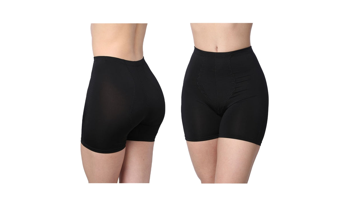 Faja corta moldeadora de glúteos sin costuras con control moderado firme color negro
