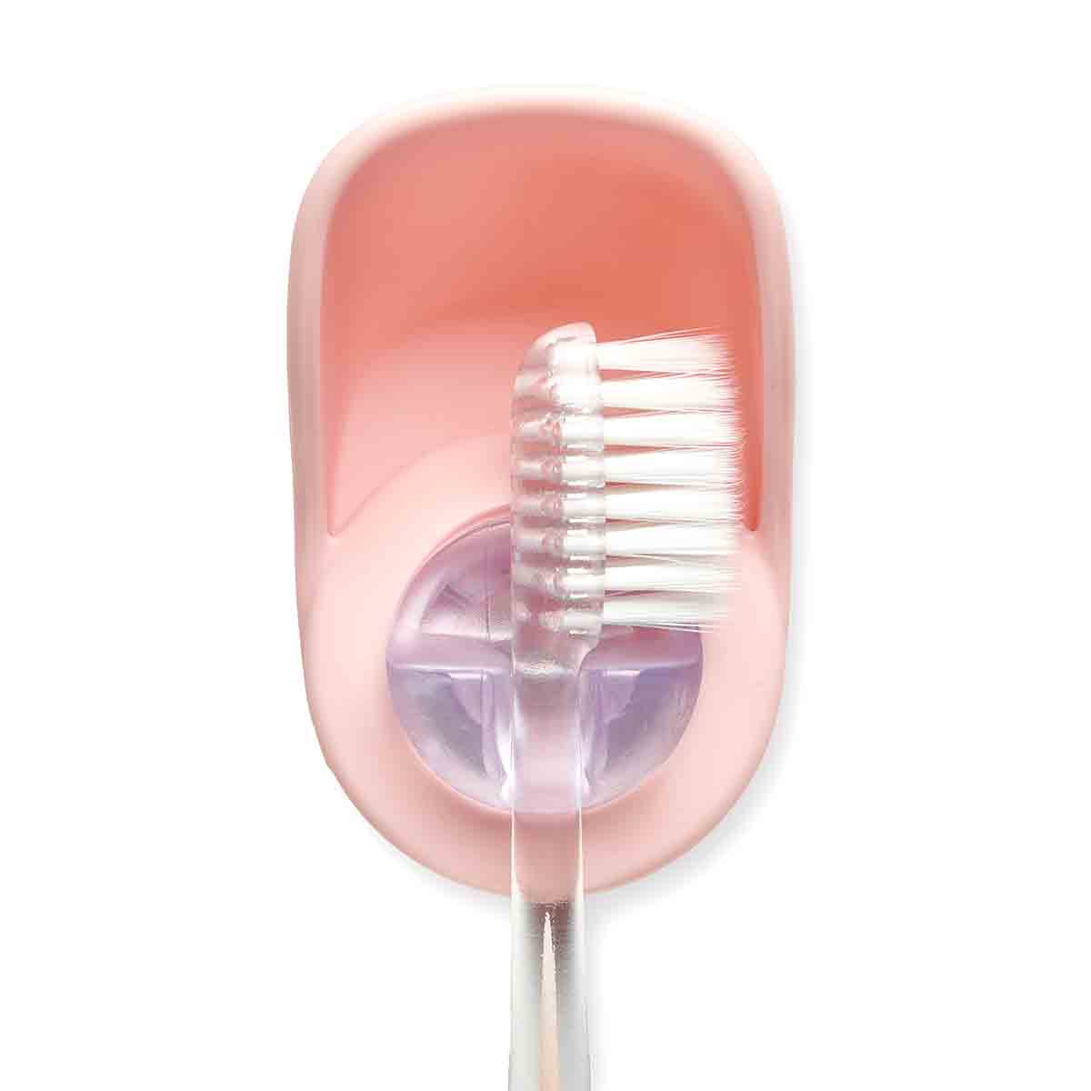Soporte de cepillo de dientes con ventosa rosa