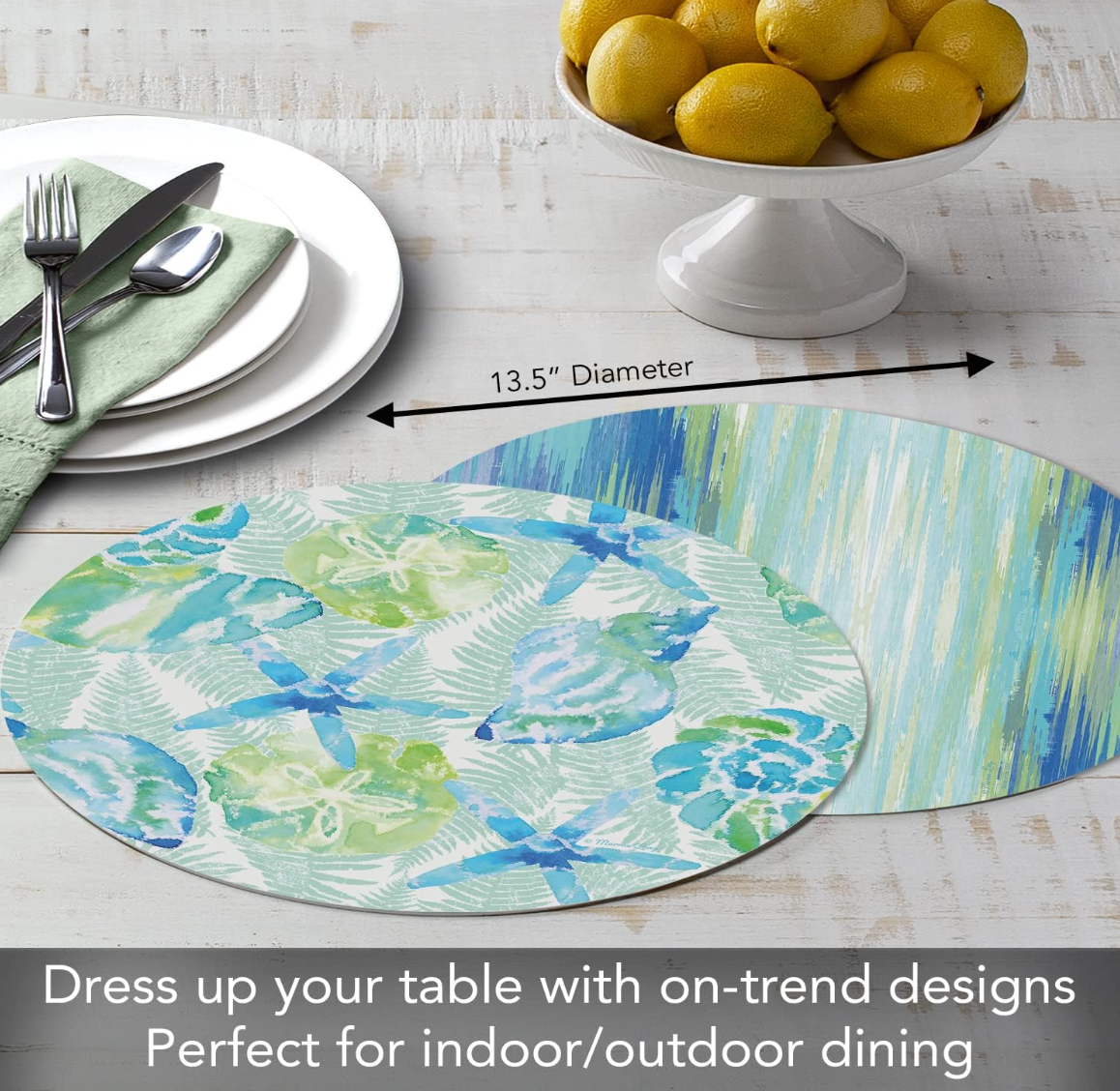 Mantel Individual Redondo Reversible Isla Mona