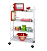4 Tier Rolling Cart  White