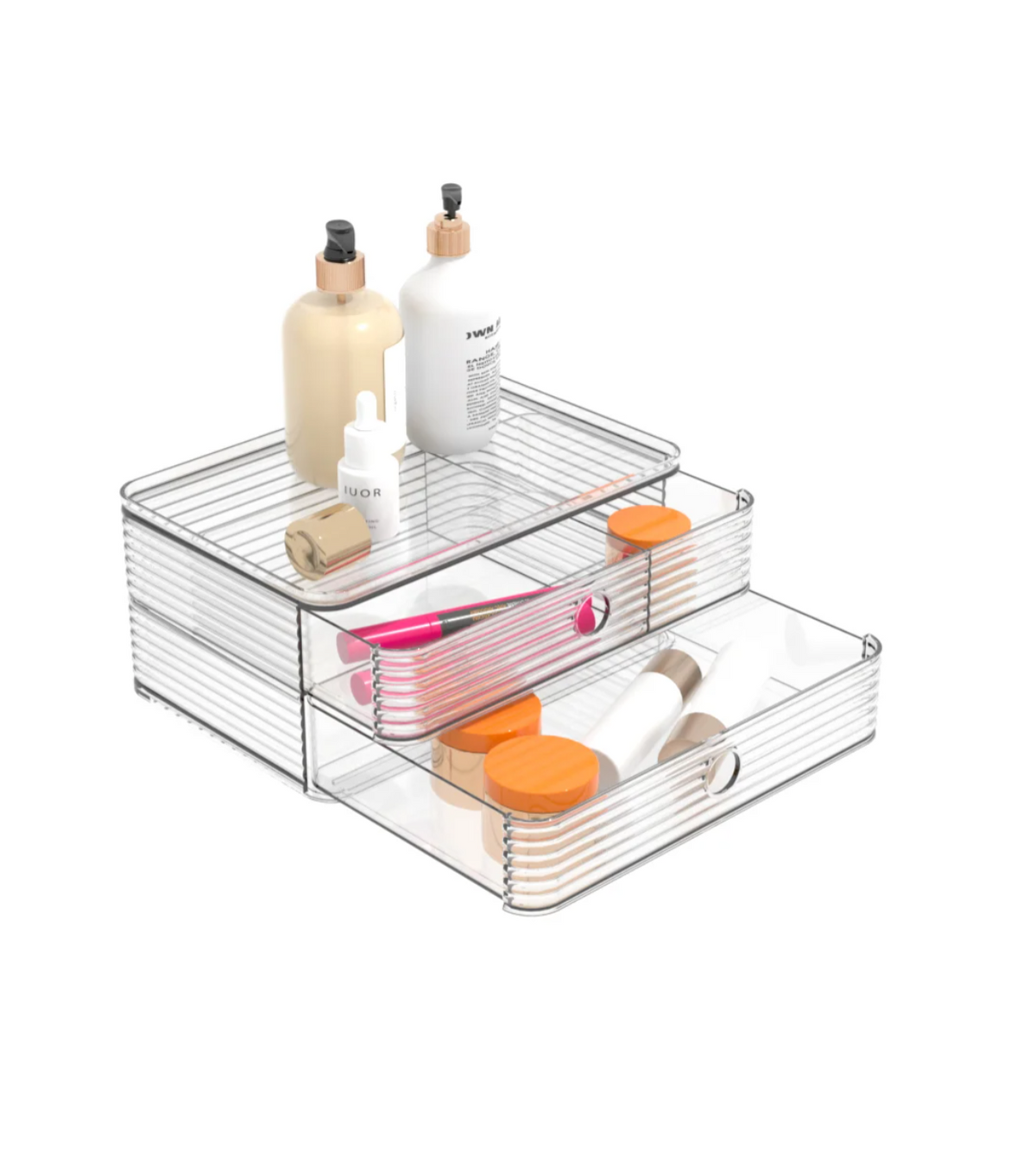 Organizador transparente de 2 cajones